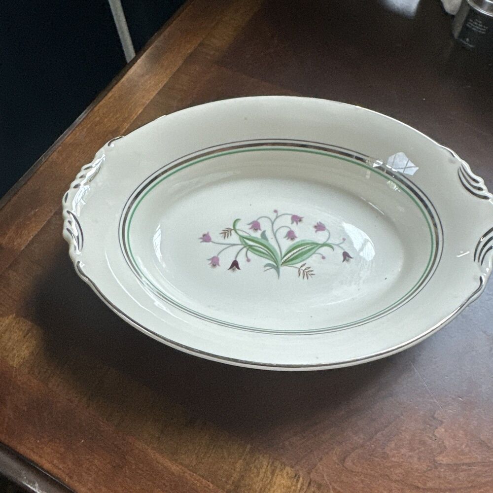 Syracuse China Coralbel Old Ivory Silver Edge Oblong Serving Platter